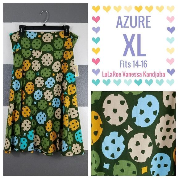 LuLaRoe Azure Skirt XL Cookie Print NEW - Picture 1 of 2